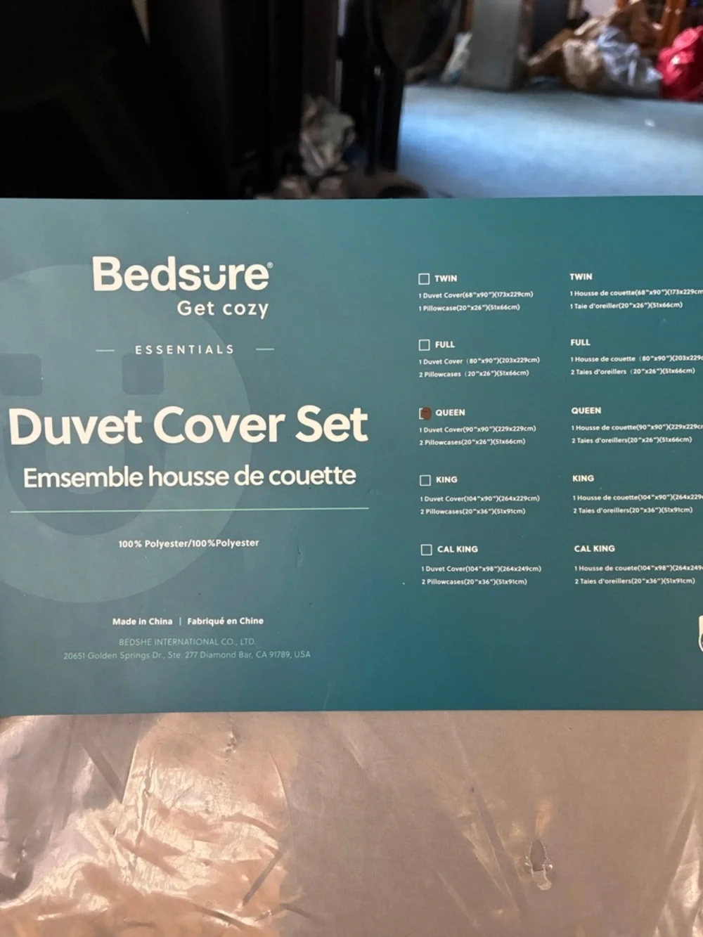 NEW gray wrinkled vintage duvet cover set full/queen